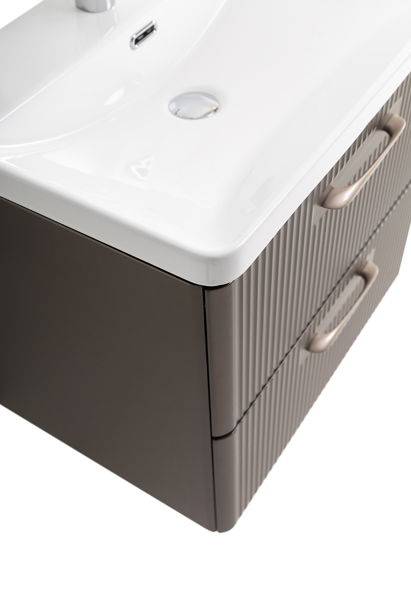 Подвесная тумба с раковиной Belbagno DUE 50 см Оружейная сталь DUE-500-2C-SO-GM-P + BB-8076-3-50