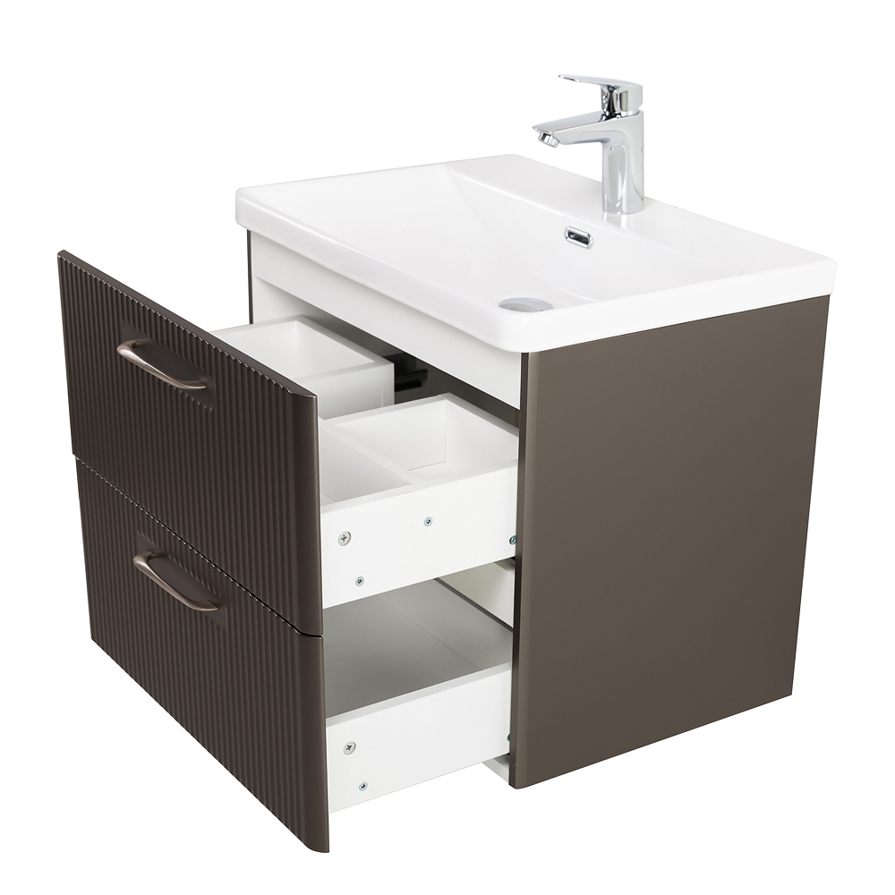 Подвесная тумба с раковиной Belbagno DUE 50 см Оружейная сталь DUE-500-2C-SO-GM-P + BB-8076-3-50