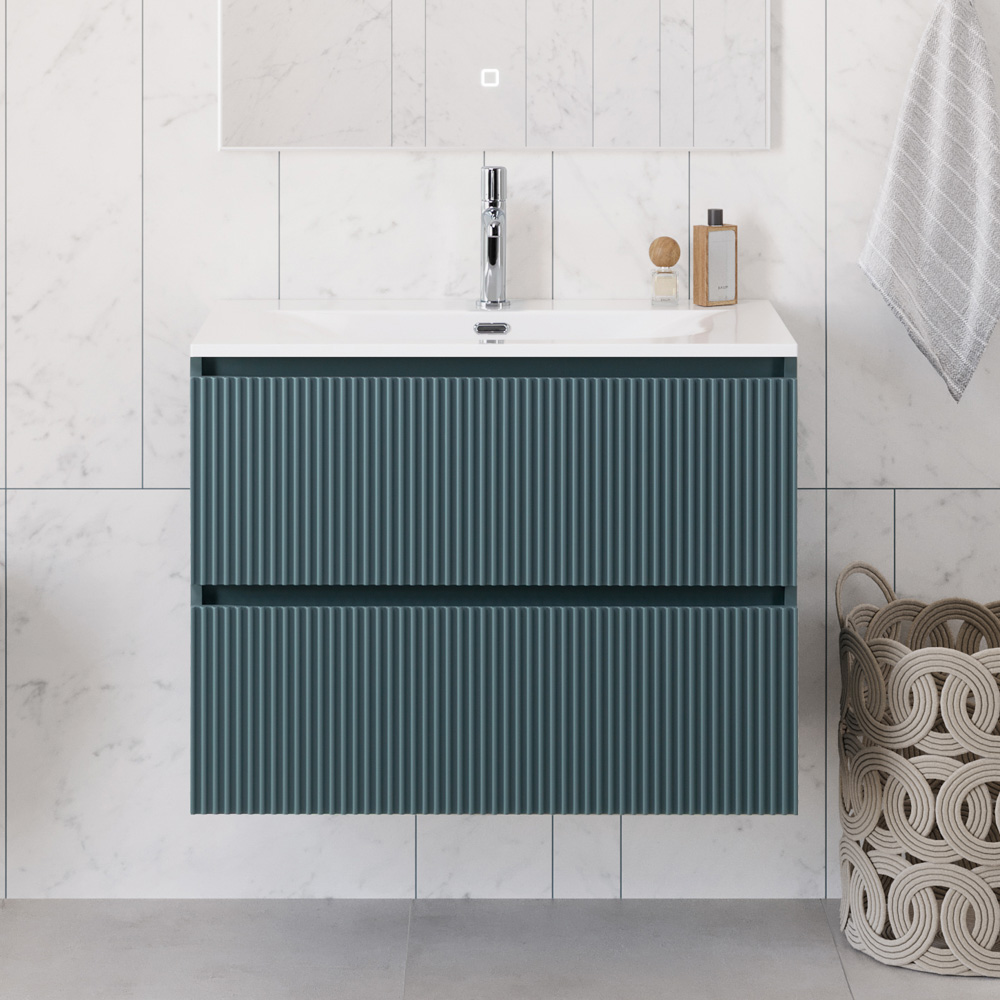 купить Тумба с раковиной подвесная BelBagno UNO-800-2C-SO-AO Голубой матовый, раковина белая BB-8099-80 