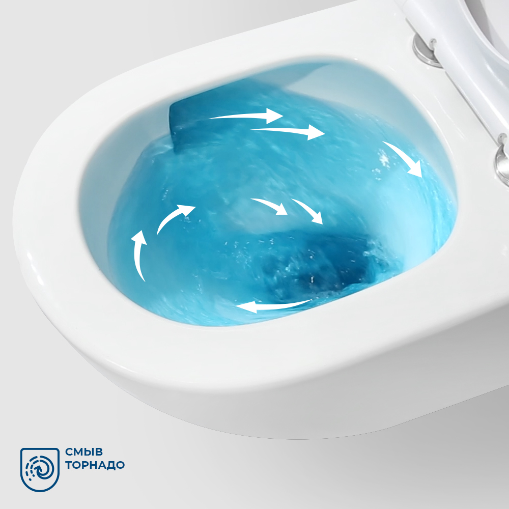 Унитаз подвесной безободковый с сиденьем и смывом TORNADO BelBagno SFERA-TOR BB046CH-TOR/SC