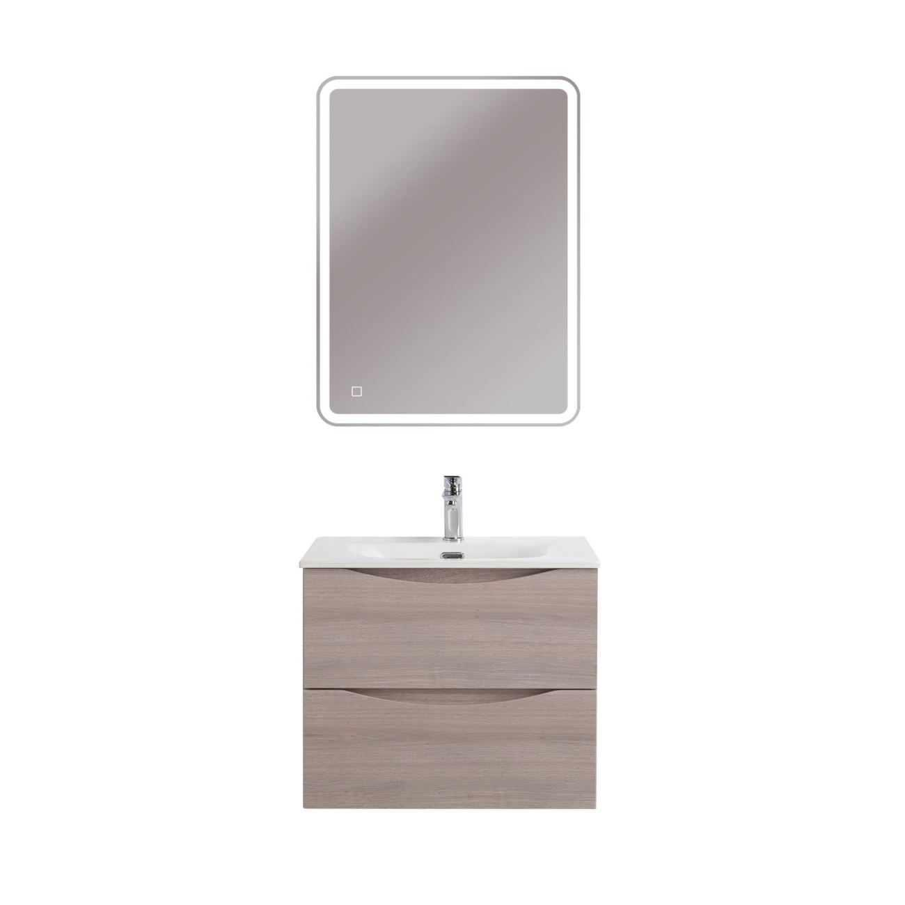Тумба с раковиной подвесная BelBagno MARINO-CER-N-600-2C-SO-RG-P Rovere Grigio, раковина белая BB-8099-60
