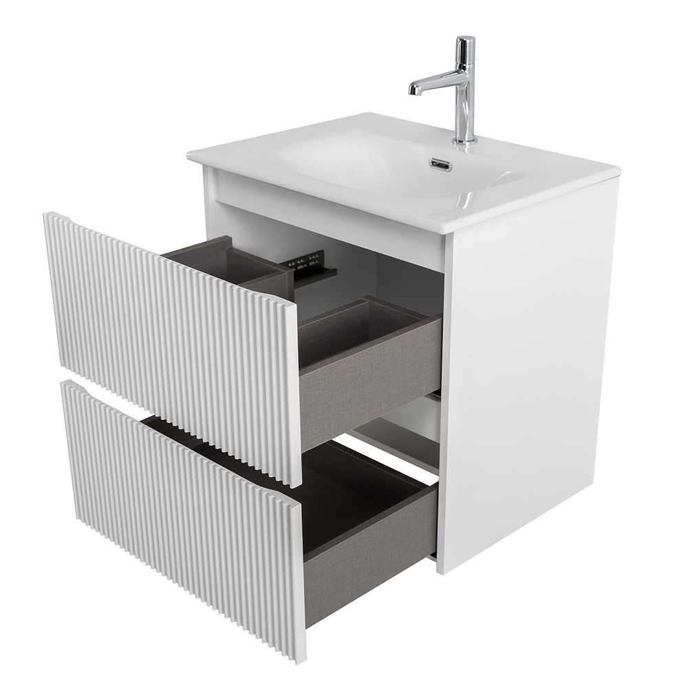 Тумба с раковиной подвесная BelBagno UNO-MINI-600-2C-SO-BO Bianco Opaco, раковина белая BB-8099-3-60