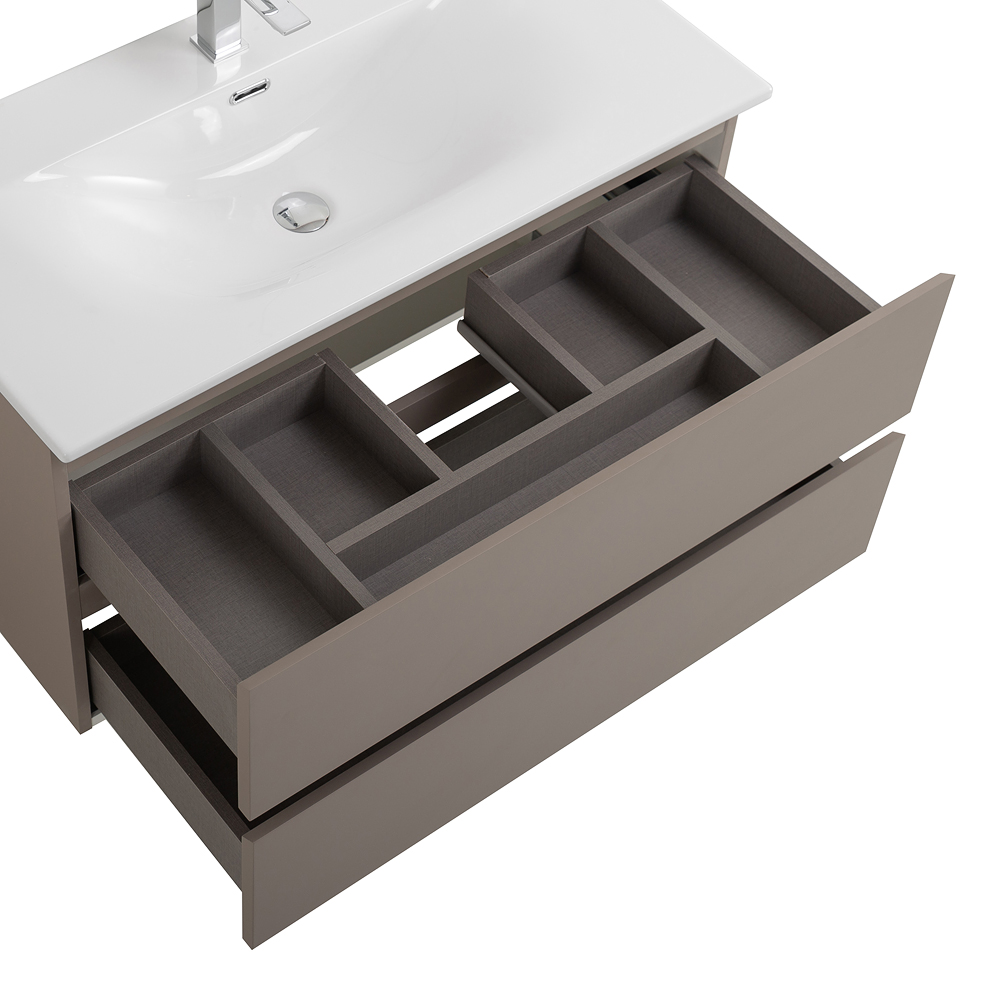 Тумба с раковиной подвесная BelBagno KRAFT-900-2C-SO-CO Бежевый матовый, раковина белая BB-8099-90