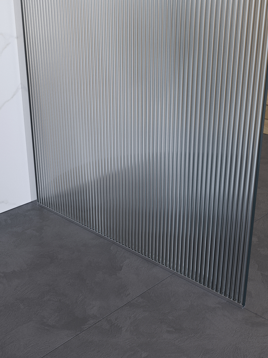 Душевая перегородка BelBagno UNO-L-1-TB-90-FL-Cr профиль хром, стекло  рифленое FLUTTO