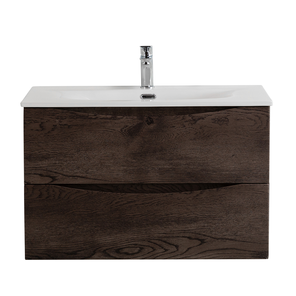 Тумба с раковиной подвесная BelBagno MARINO-CER-N-900-2C-SO-RNG-P Rovere Nature Grigio, раковина белая BB-8099-90