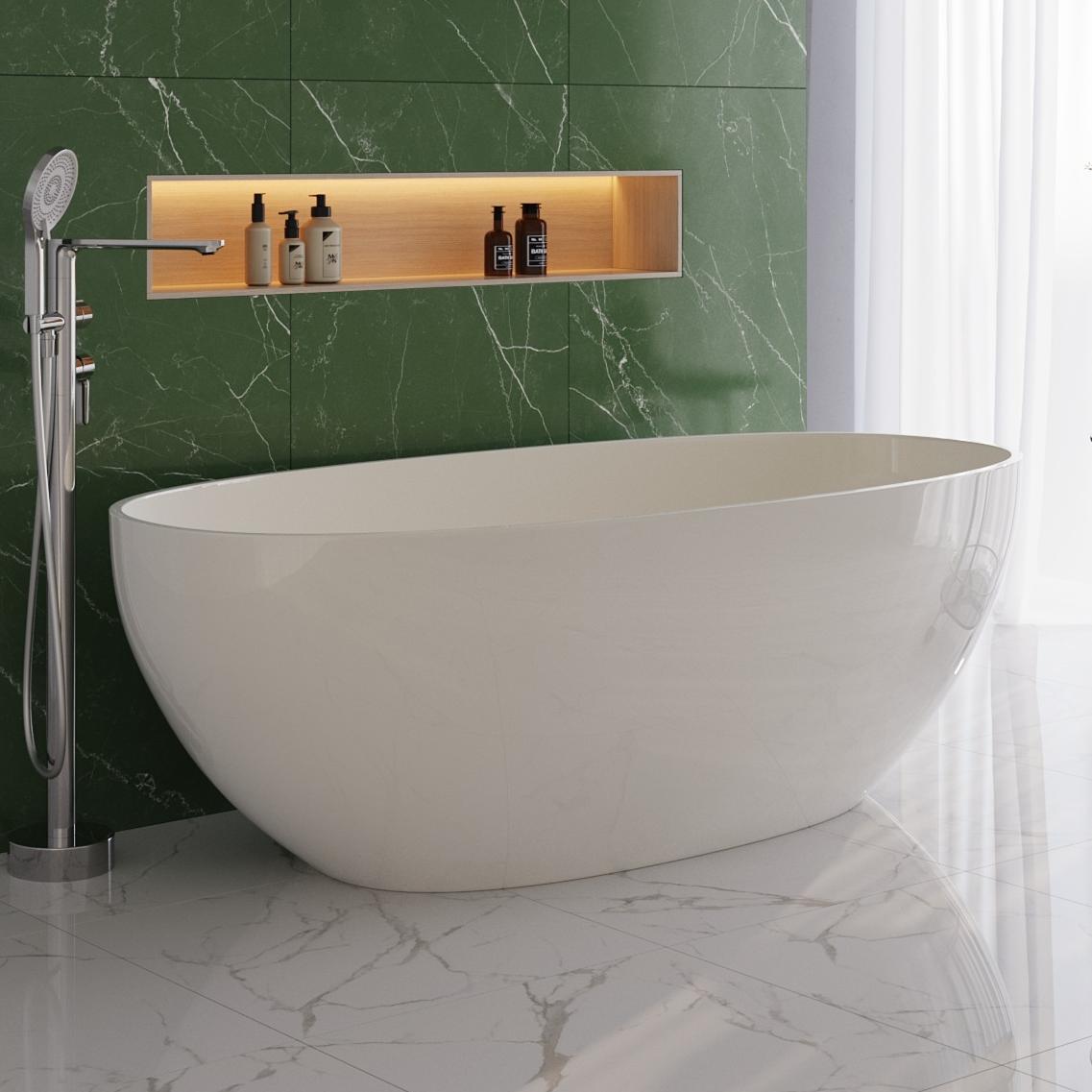 Ванна отдельностоящая CEZARES CZR-RELAX-170-80-56-WM-PFB, цвет молочный белый