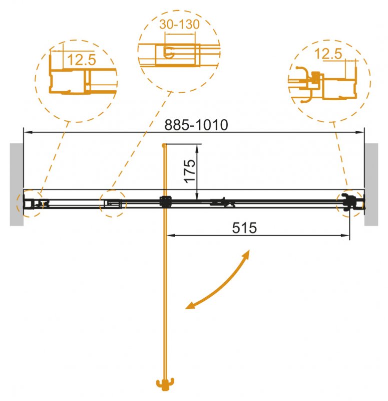 Дверь в проём Cezares VARIANTE-B-1-90/100-C-Cr