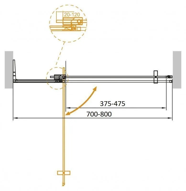 Дверь в проём Cezares SLIDER-B-1-70/80-GRIGIO-Cr