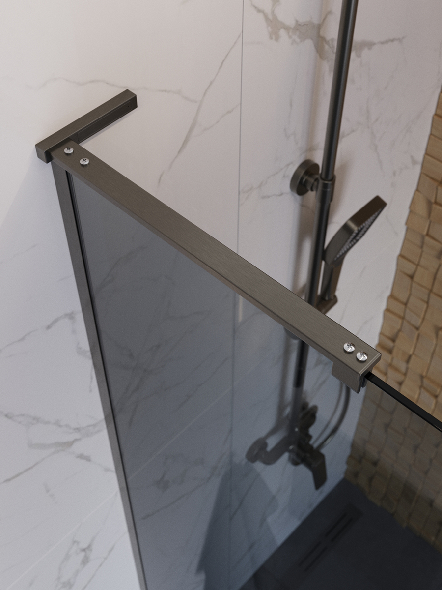Душевая перегородка BelBagno UNO-L-1-TB-100-GR-GM профиль оружейная сталь, стекло серое