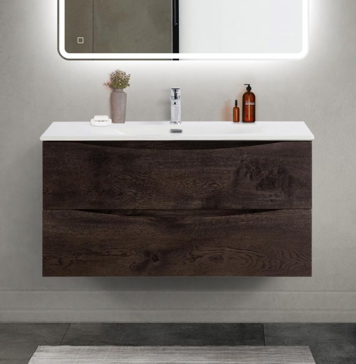 купить Тумба с раковиной подвесная BelBagno MARINO-CER-MINI-1000-2C-SO-RNG-P Rovere Nature Grigio, раковина белая BB-8099-3-100 