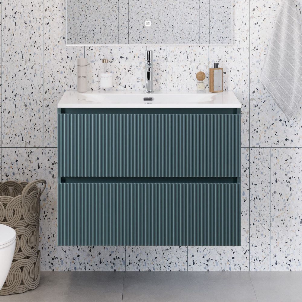 купить Тумба с раковиной подвесная BelBagno UNO-MINI-800-2C-SO-AO Голубой матовый, раковина белая BB-8099-3-80 