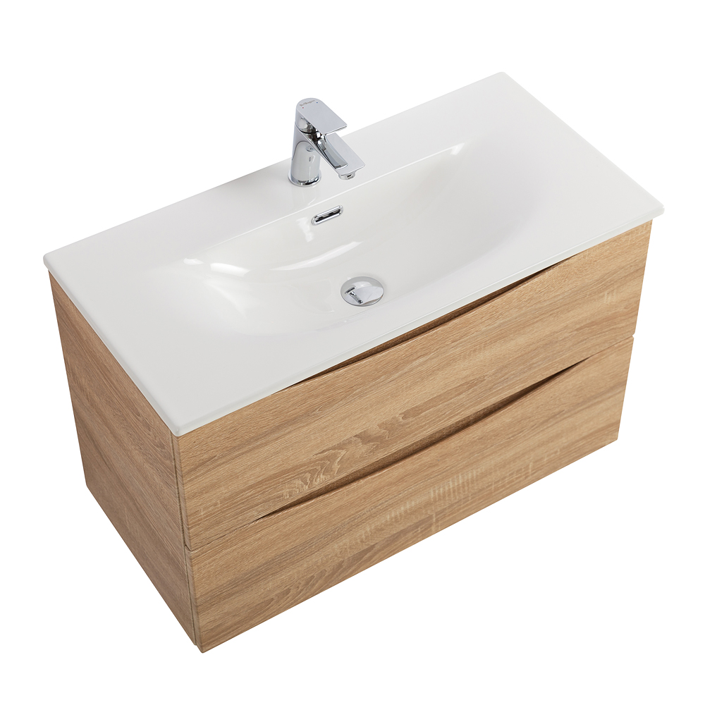 Тумба с раковиной подвесная BelBagno MARINO-CER-MINI-800-2C-SO-WO-P Rovere Bianco, раковина белая BB-8099-3-80