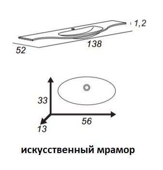 Мебель для ванной комнаты CEZARES RIALTO 136 см одна чаша Nero grafite 55171 + 55174 + 55177