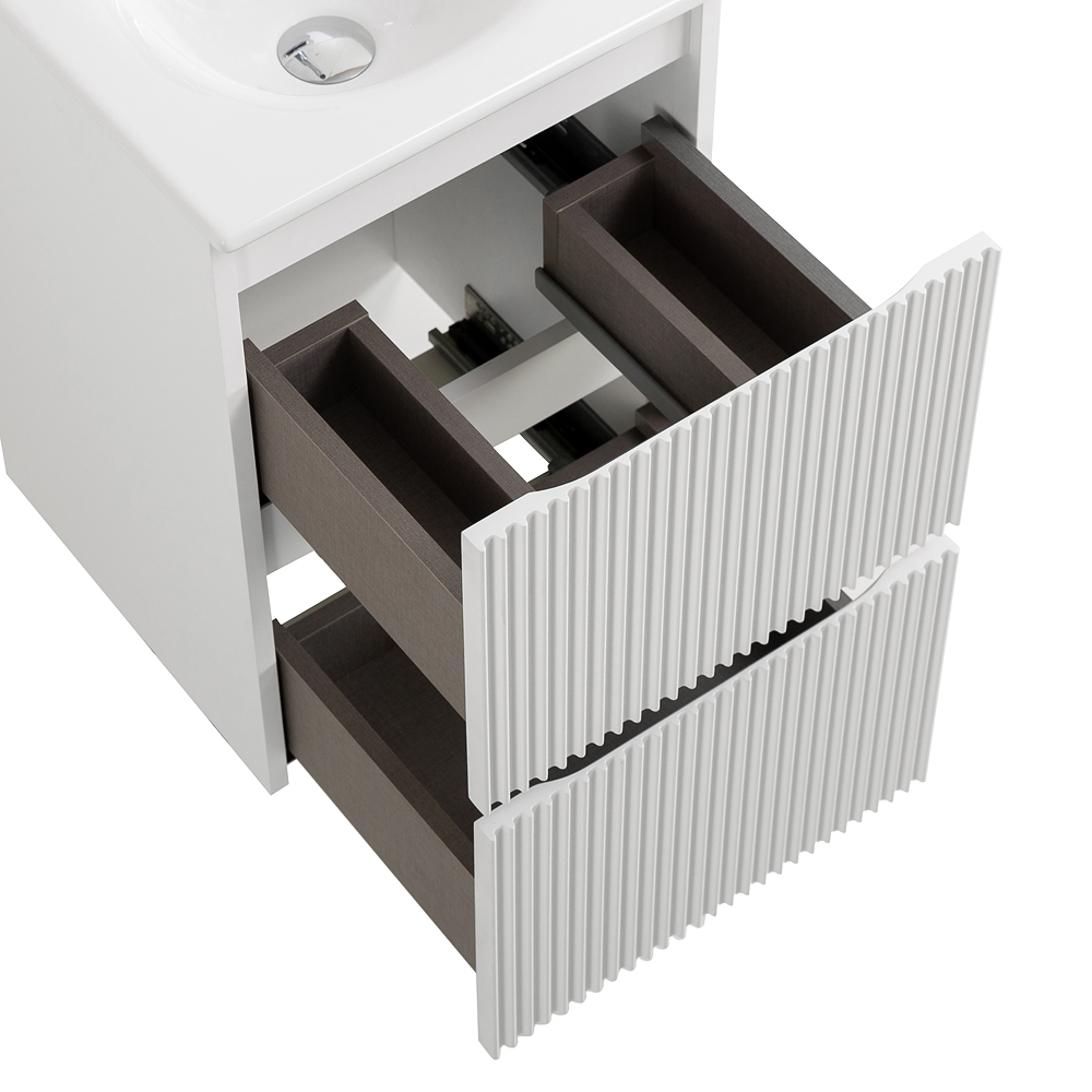 Тумба с раковиной подвесная BelBagno UNO-MINI-400-2C-SO-BO Bianco Opaco, раковина белая BB-8099-3-40
