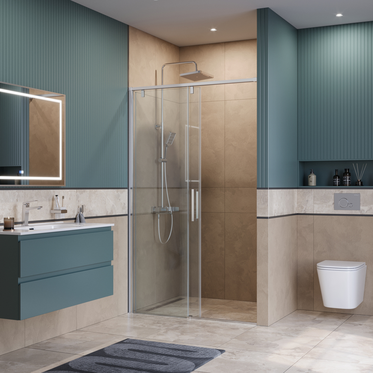 Душевая дверь шириной 140см BelBagno SOFT_CLOSE-1-BF-1-140-C-Cr профиль хром, стекло прозрачное
