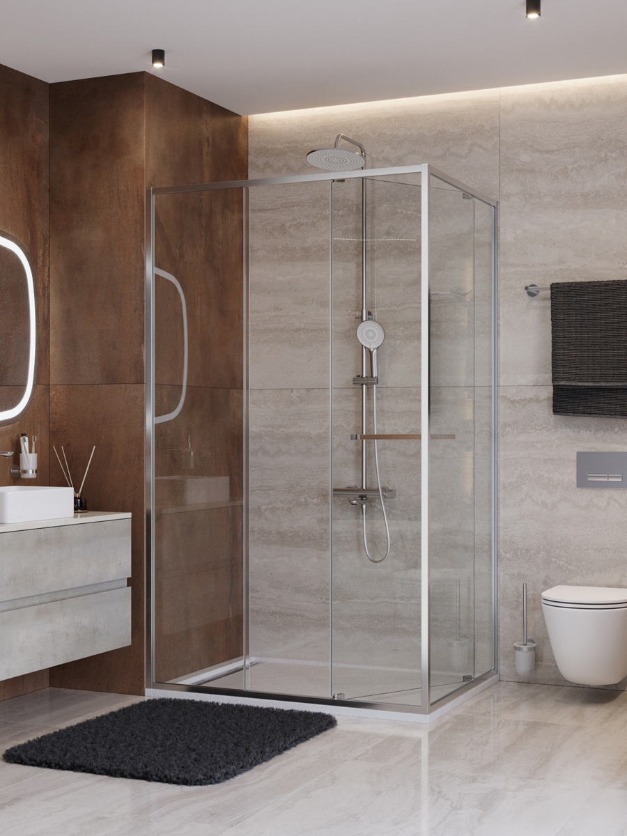 Душевой уголок Cezares LUX-AH-FS-11-110/80-C-CR, 110х80х195, профиль хром, стекло прозрачное