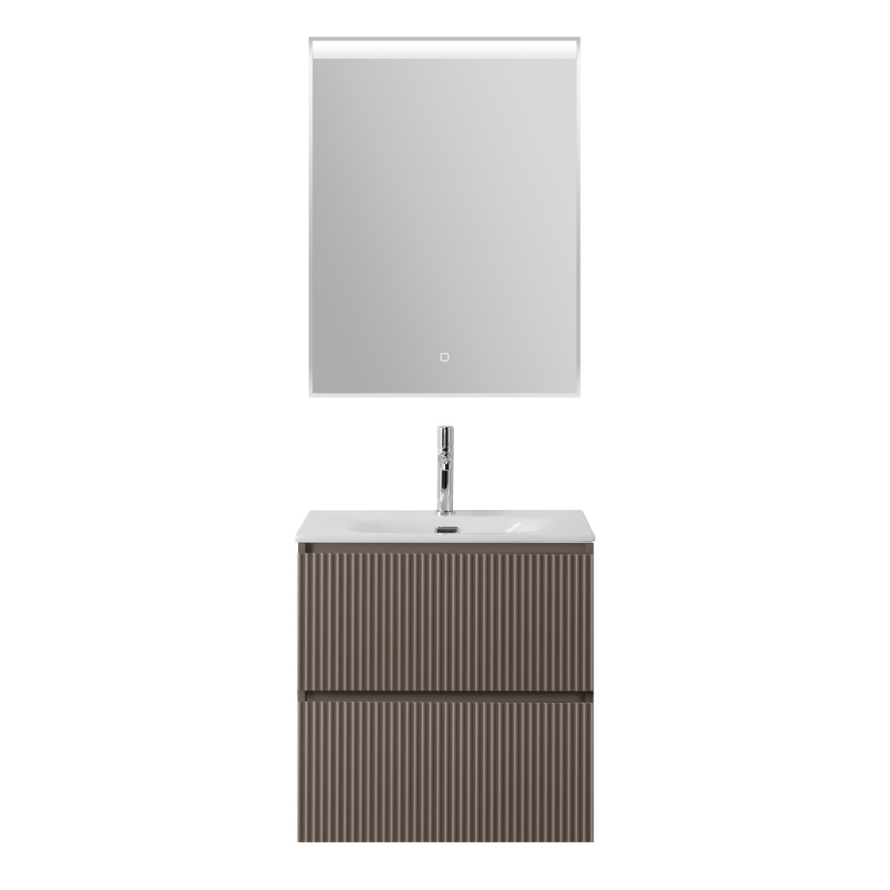 Тумба с раковиной подвесная BelBagno UNO-MINI-600-2C-SO-СO Бежевый матовый, раковина белая BB-8099-3-50