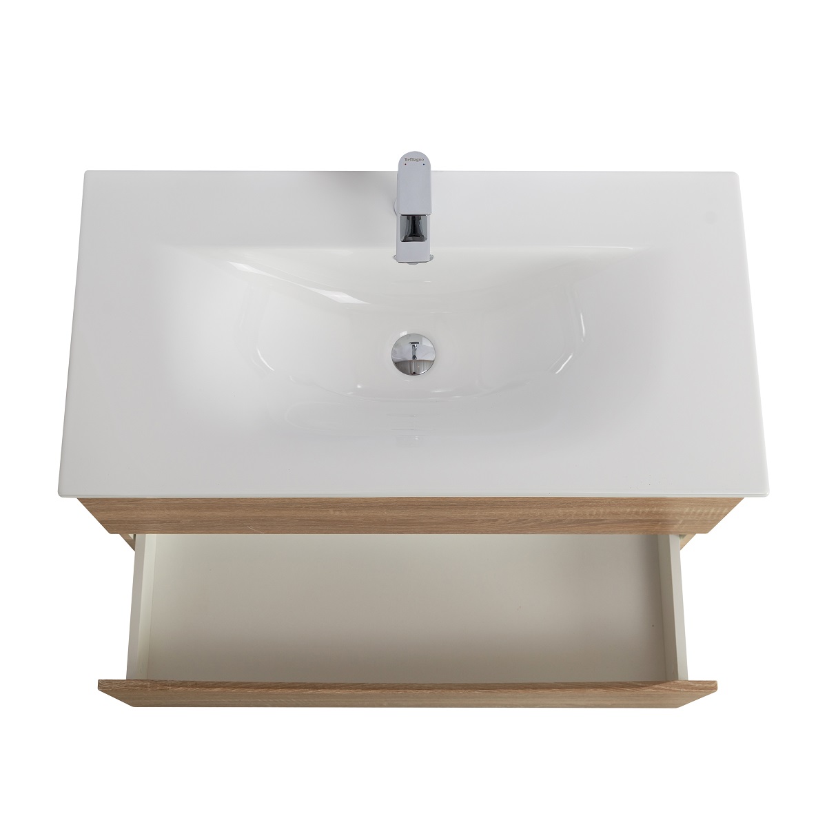 Тумба с раковиной подвесная BelBagno MARINO-CER-MINI-1000-2C-SO-WO-P Rovere Bianco, раковина белая BB-8099-3-100