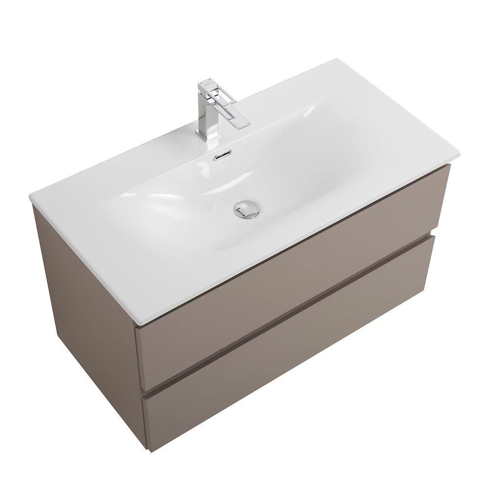 Тумба с раковиной подвесная BelBagno KRAFT-900-2C-SO-CO Бежевый матовый, раковина белая BB-8099-90