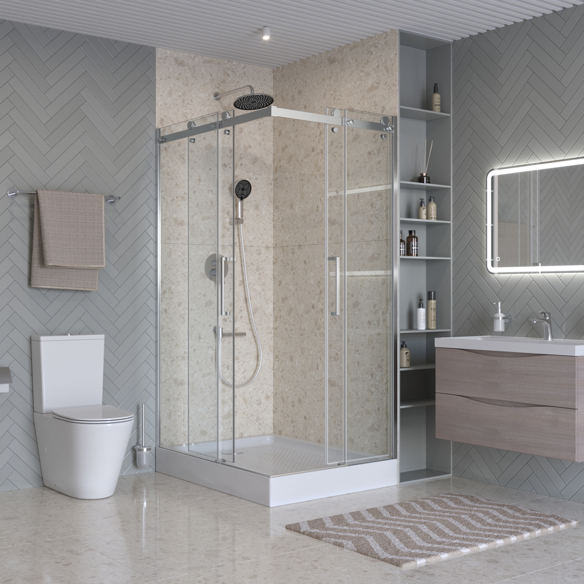 Душевой уголок 120х90см BelBagno MARINO-2-AH-2-120/90-C-CR профиль хром, стекло прозрачное