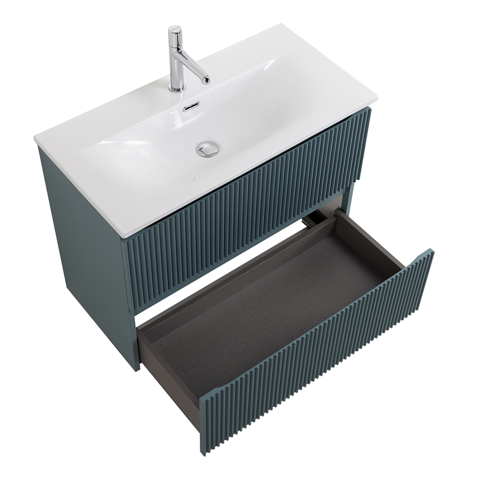 Тумба с раковиной подвесная BelBagno UNO-MINI-800-2C-SO-AO Голубой матовый, раковина белая BB-8099-3-80
