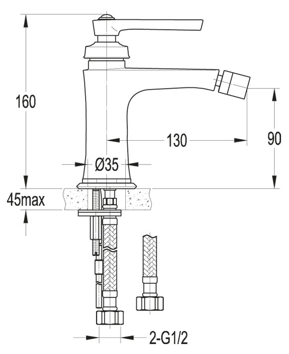 Смеситель для биде Cezares LIBERTY-F-BS-01-W0