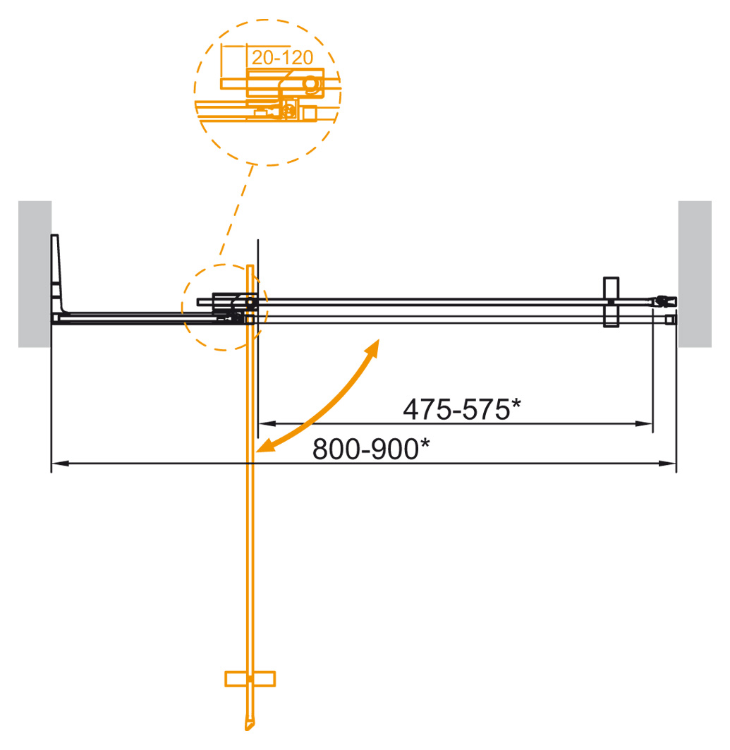 Душевая дверь в нишу CEZARES SLIDER-B-1-80/90-C-GM