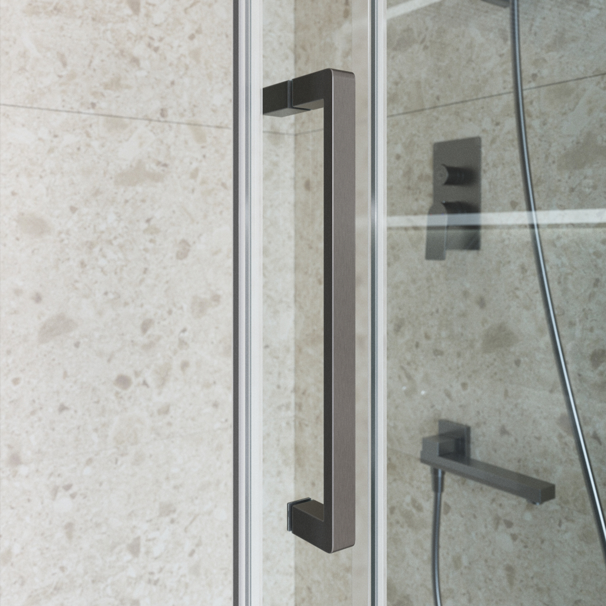 Душевой уголок BelBagno MARINO-2-AH-1-150/100-C-GM 150х100см профиль оружейная сталь, стекло прозрачное
