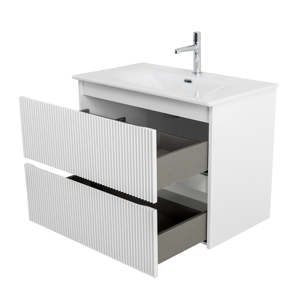 Тумба с раковиной подвесная BelBagno UNO-MINI-700-2C-SO-BO Bianco Opaco, раковина белая BB-8099-3-70