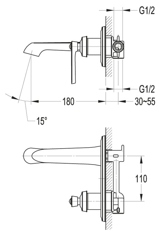 Cмеситель встраиваемый для раковины CEZARES LIBERTY-F-BLI-01-W0