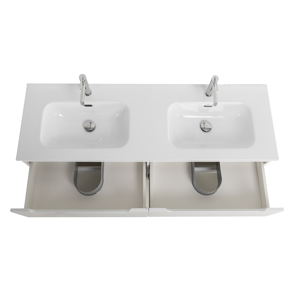Тумба BelBagno ETNA-1200-4C-SO-2-BL с 2-й раковиной BelBagno BB1200-2-ETL, Bianco Lucido
