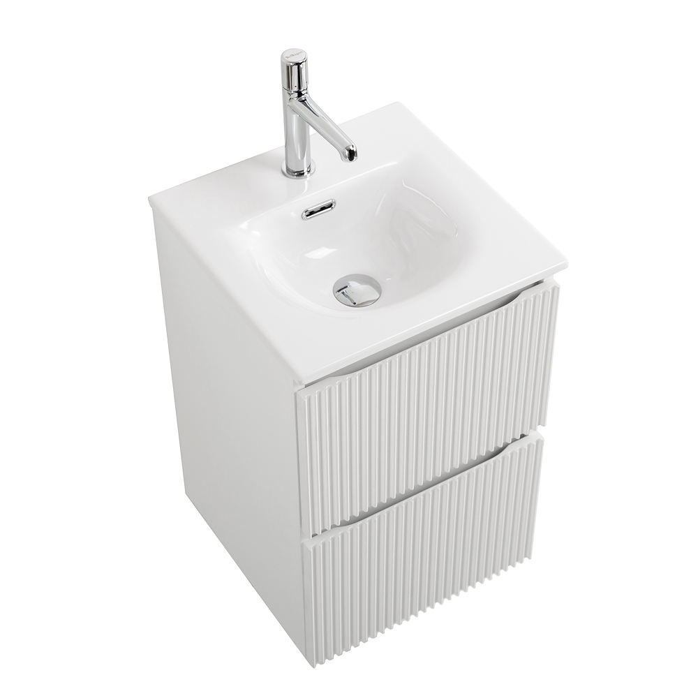 Тумба с раковиной подвесная BelBagno UNO-MINI-400-2C-SO-BO Bianco Opaco, раковина белая BB-8099-3-40