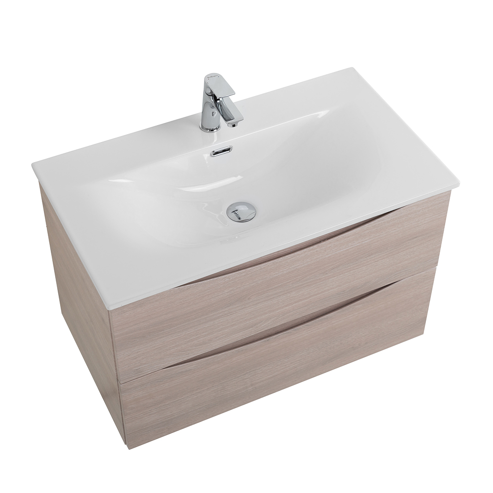 Тумба с раковиной подвесная BelBagno MARINO-CER-N-800-2C-SO-RG-P Rovere Grigio, раковина белая BB-8099-80