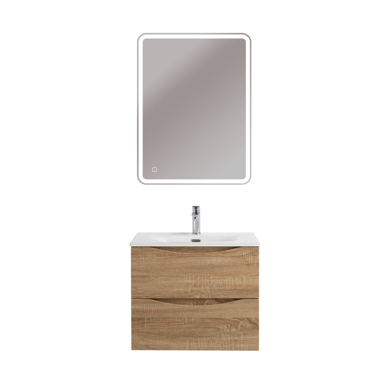 Тумба с раковиной подвесная BelBagno MARINO-CER-MINI-600-2C-SO-WO-P Rovere Bianco, раковина белая BB-8099-3-60