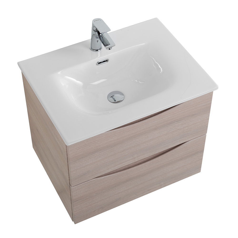 Тумба с раковиной подвесная BelBagno MARINO-CER-MINI-500-2C-SO-RG-P Rovere Grigio, раковина белая BB-8099-3-50