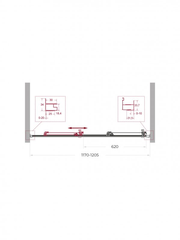Дверь в проём BelBagno  UNO-195-BF-3-120-C-Cr