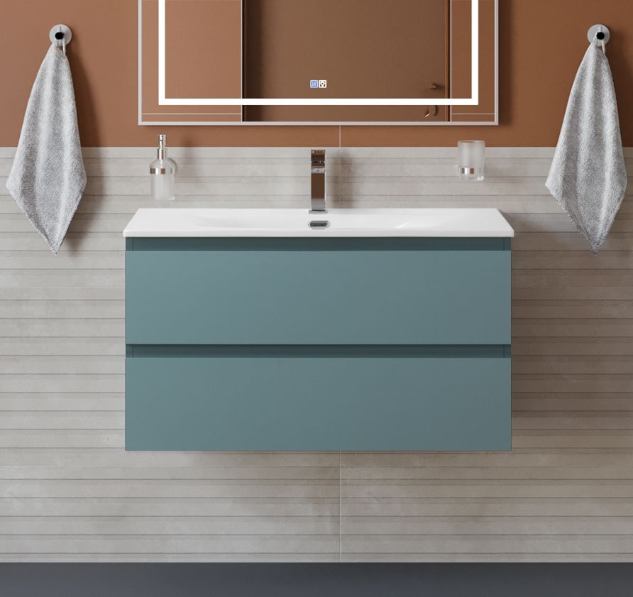 купить Тумба с раковиной подвесная BelBagno KRAFT-800-2C-SO-AO Голубой матовый, раковина белая BB-8099-80 