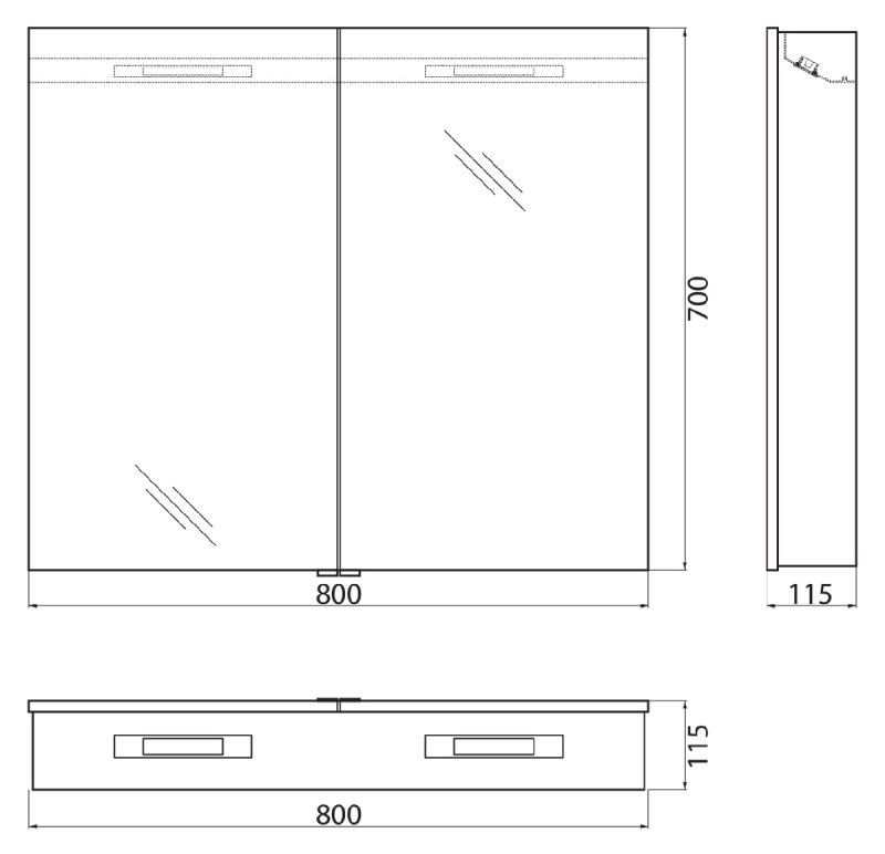 Зеркальный шкаф BelBagno SPC-2A-DL-BL-800