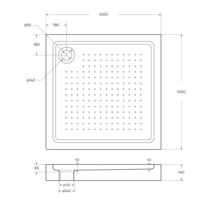 Акриловый поддон 100х100 BelBagno TRAY-BB-A-100-15-W с сифоном