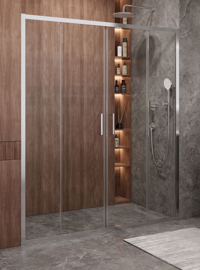 купить Дверь в проём Cezares MOLVENO-BF-2-170-C-CR-IV, 170х195, профиль хром, стекло прозрачное 