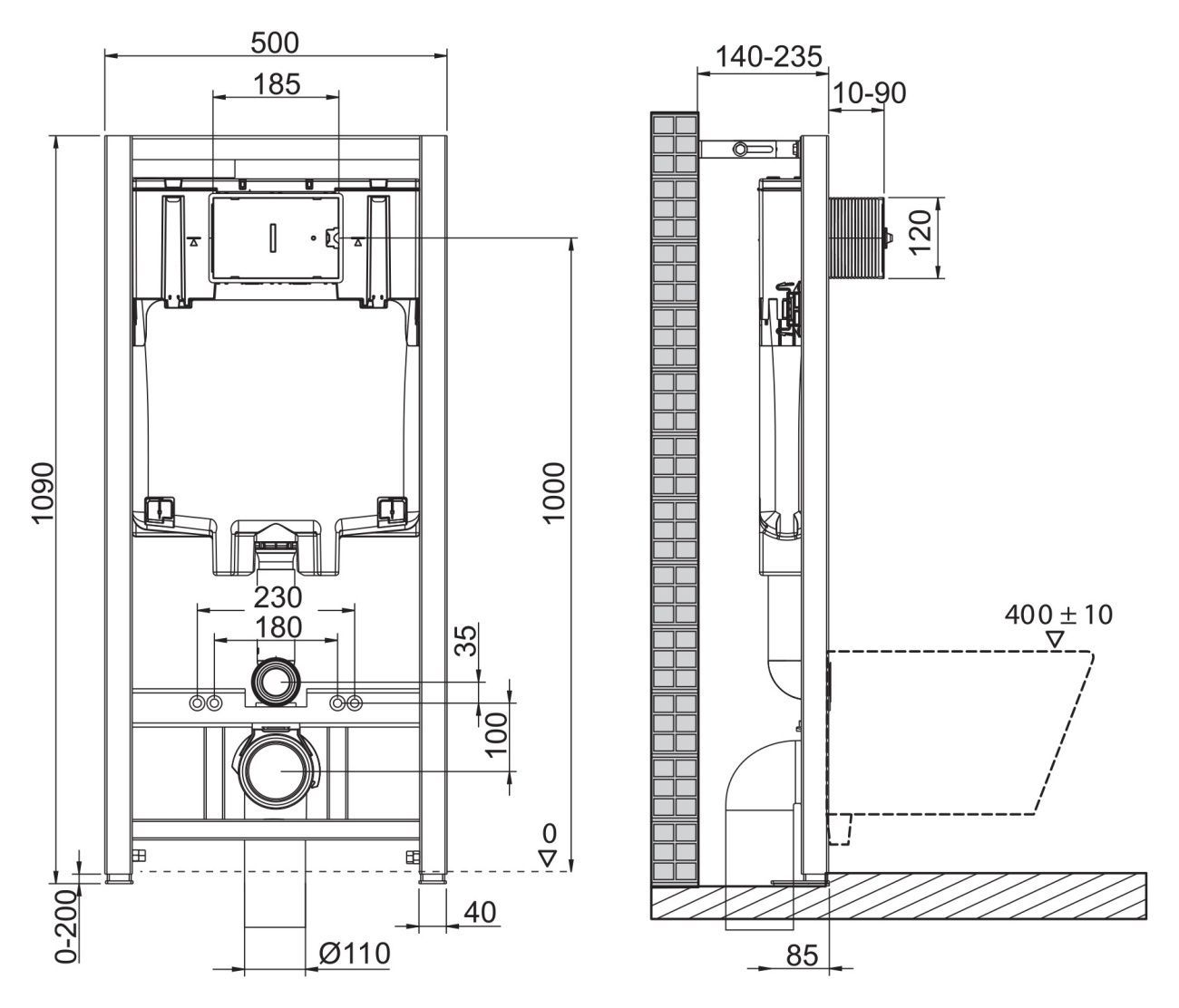 Система инсталляции для подвесных унитазов BelBagno BB002-80 с кнопкой смыва BB014-SR-BIANCO