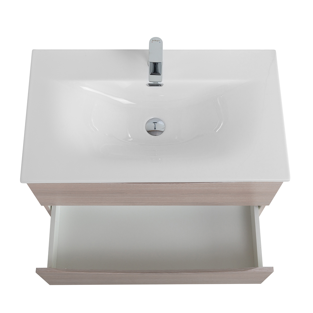 Тумба с раковиной подвесная BelBagno MARINO-CER-N-800-2C-SO-RG-P Rovere Grigio, раковина белая BB-8099-80