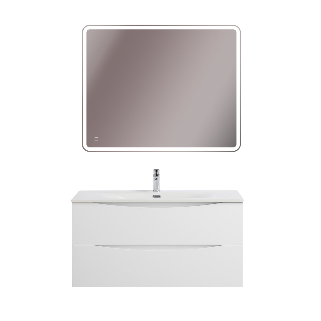 Тумба с раковиной подвесная BelBagno MARINO-CER-N-1000-2C-SO-BL-P Bianco Lucido, раковина белая BB-8099-100