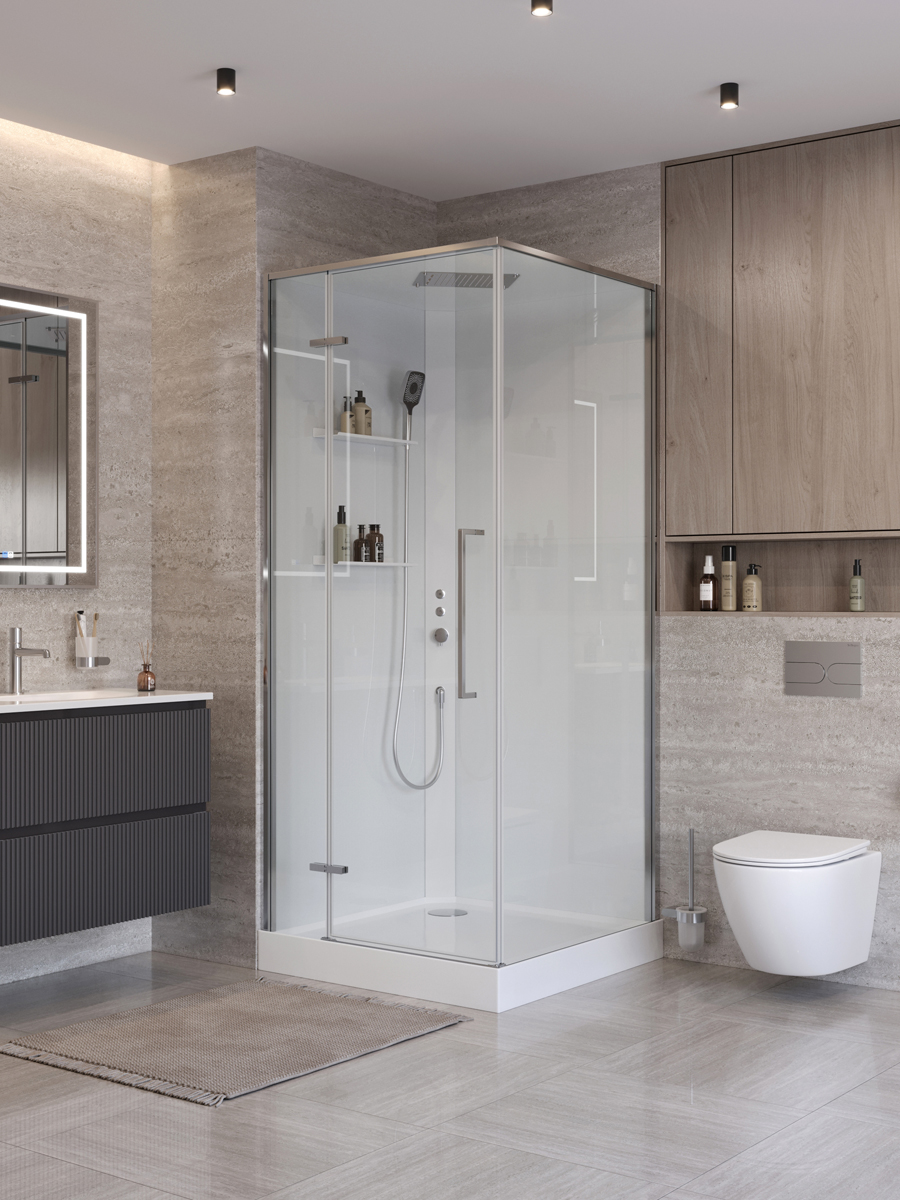 Душевая кабина BelBagno UNO-CAB-A-1-90-C-Cr-Bi-TOP-L, левосторонняя