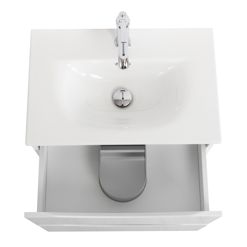 Тумба с раковиной подвесная BelBagno MARINO-CER-MINI-600-2C-SO-BO-P Bianco Opaco, раковина белая BB-8099-3-60