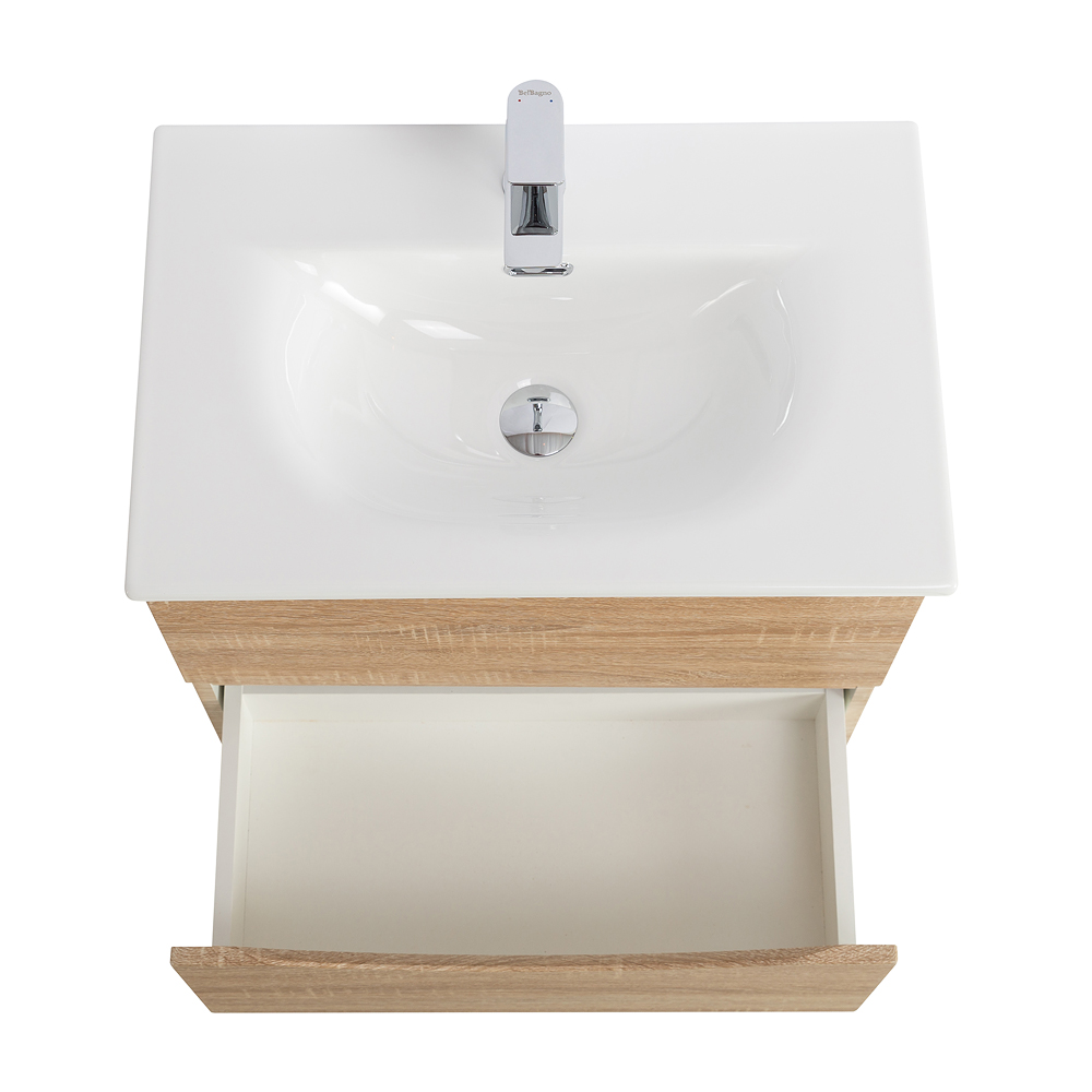 Тумба с раковиной подвесная BelBagno MARINO-CER-MINI-500-2C-SO-WO-P Rovere Bianco, раковина белая BB-8099-3-50