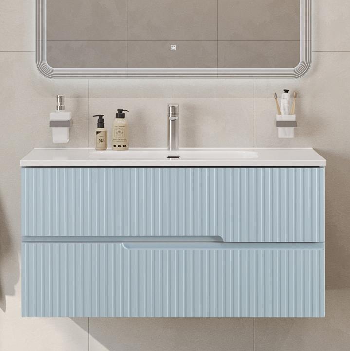 Тумба подвесная CEZARES DUET-N-1000-2C-SO-APR-P с раковиной CZR-8095-100, голубой жемчужный