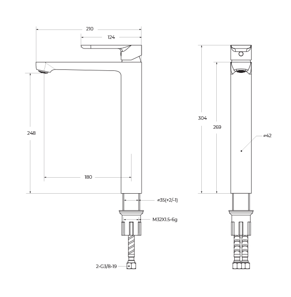 Смеситель CEZARES STYLUS-LC-NOP-W0 для накладной раковины, без донного клапана