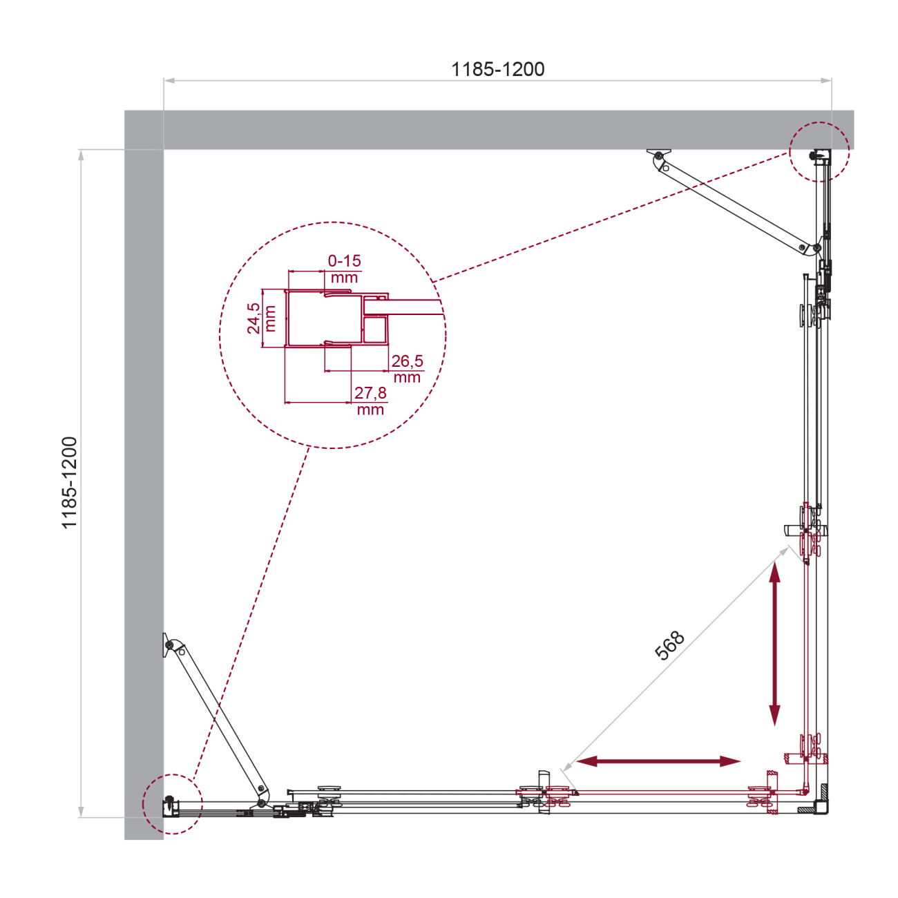 Душевой уголок BelBagno LUCE-A-22-100+20-C-Cr