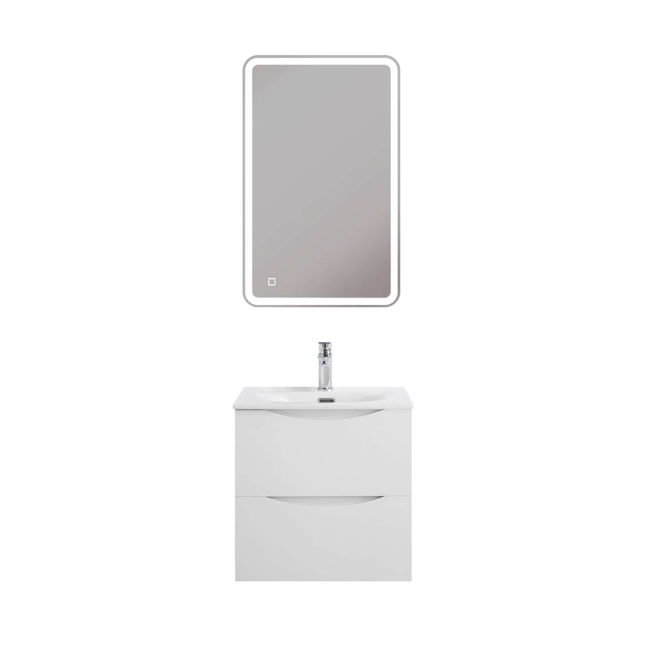 Тумба с раковиной подвесная BelBagno MARINO-CER-MINI-500-2C-SO-BL-P Bianco Lucido, раковина белая BB-8099-3-50